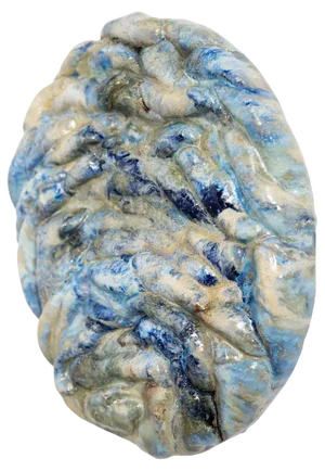 Oval Blue Wall Sculpture by Natasja Alers