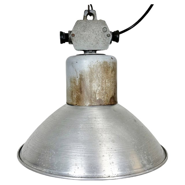 Industrial Aluminium Pendant Lamp from Polam Wilkasy, 1960s For Sale