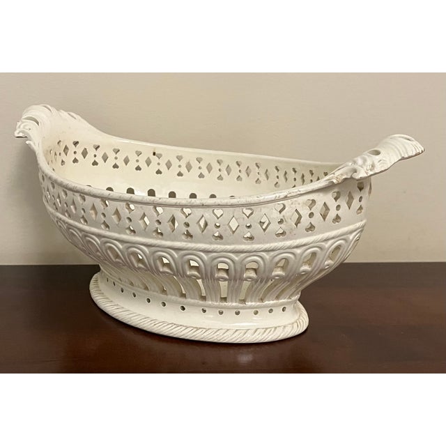 Ceramic Antique 18th Century English George III Creamware Reticulated Basket For Sale - Image 7 of 14