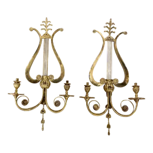 1920’s Caldwell Lire Shaped Sconces - A Pair