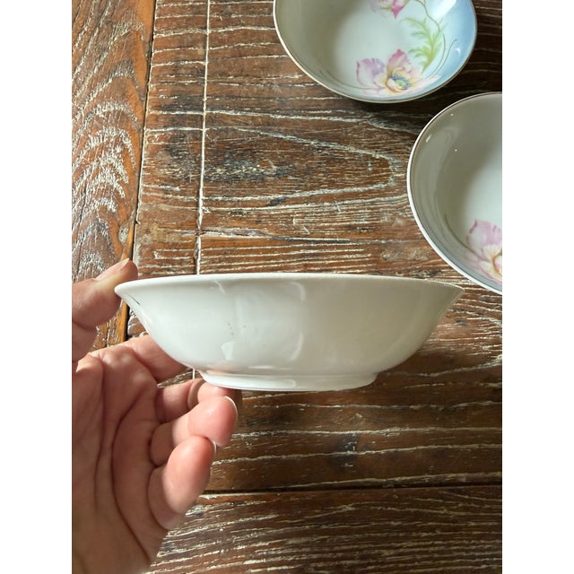 Ceramic 1940s German Porcelain Poppy Bowls 5.375 Inch Hand Painted Floral Dessert Berry Bowls - Set of 5 For Sale - Image 7 of 8