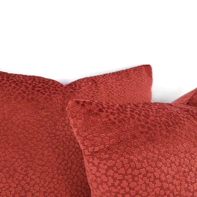 Brunschwig & Fils Brunschwig and Fils La Panthere Velvet in Red Pillow Cover For Sale - Image 4 of 8