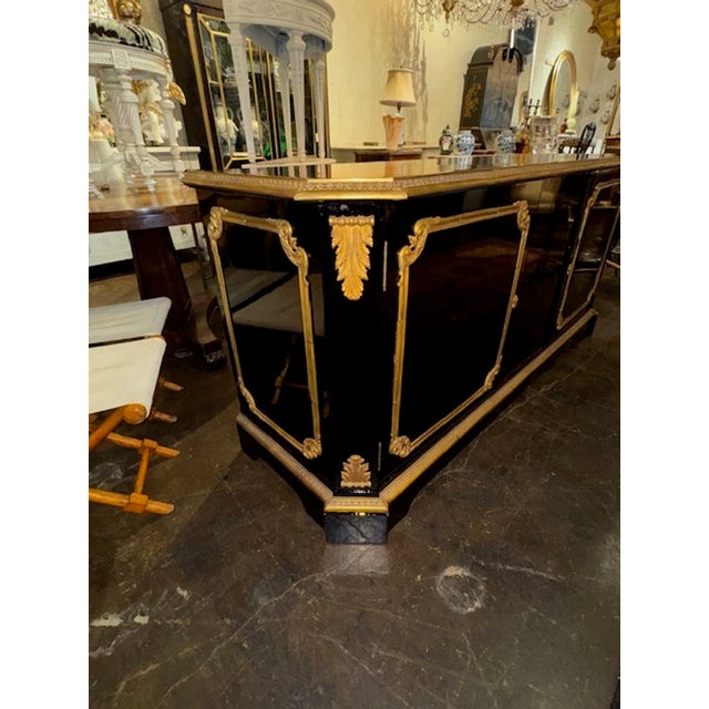19th Century French Black Lacquered and Gilt Bronze Transitional Sideboard For Sale In Dallas - Image 6 of 6