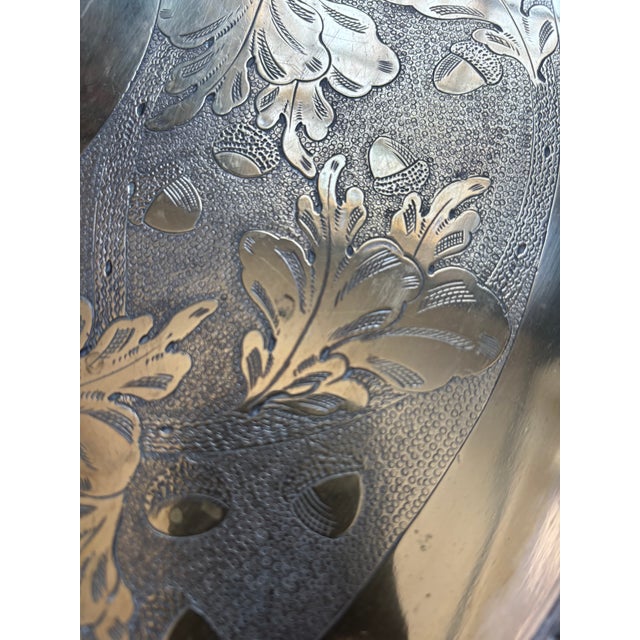 Monumental Silver Plate Reticulated Tray For Sale - Image 4 of 16