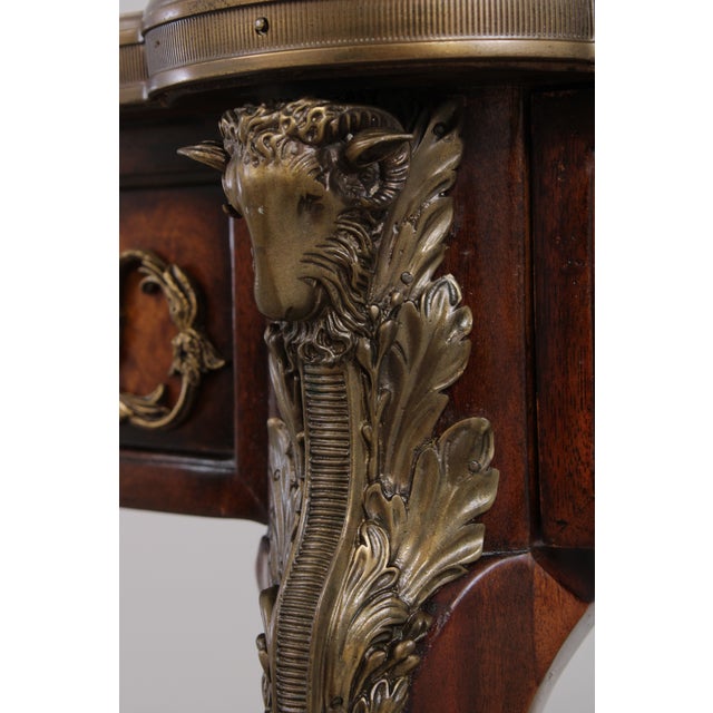 Wood Theodore Alexander 2 Tier Rams Head Demilune Console For Sale - Image 7 of 18