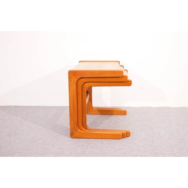 Mid-Century Modern Scandinavian Teak Nesting Tables, Set of 3 For Sale - Image 4 of 11
