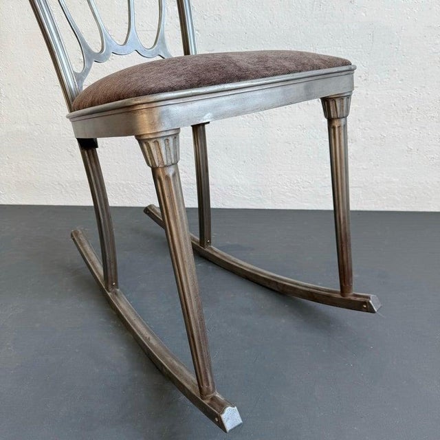 Gray 1930s Art Deco Brushed Steel Rocking Chair by Doehler Metal Furniture For Sale - Image 8 of 9