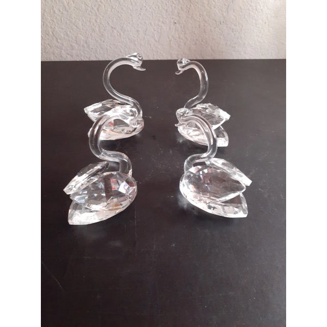 1980s Swarovski Style Crystal Swan Figurines Set of 4 For Sale - Image 4 of 7