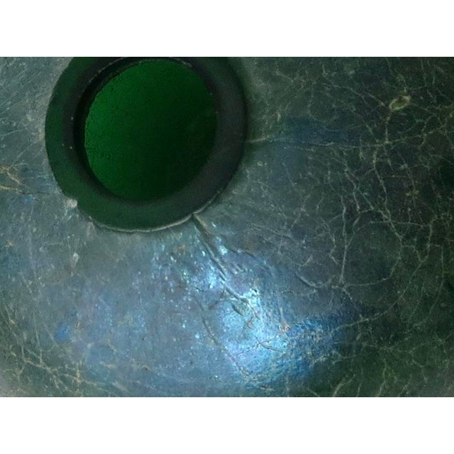 Glass Green Glass Globe With Irridescent Crackle Surface Flash For Sale - Image 7 of 11