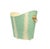New special order item. Not vintage. Handpainted oval tole metal wastebasket with frond ivory leaf design over mint green...