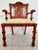 This is a George III style red and gilt Japanned armchair featuring a pagoda-shaped crest rail. Designed and hand made in...