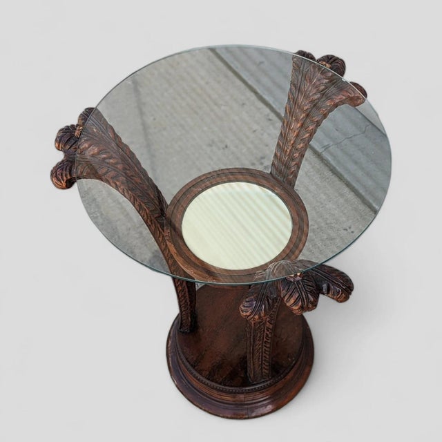 Art Nouveau Carved Wood and Glass Pedestal Side Table, Early 20th Century For Sale - Image 4 of 10