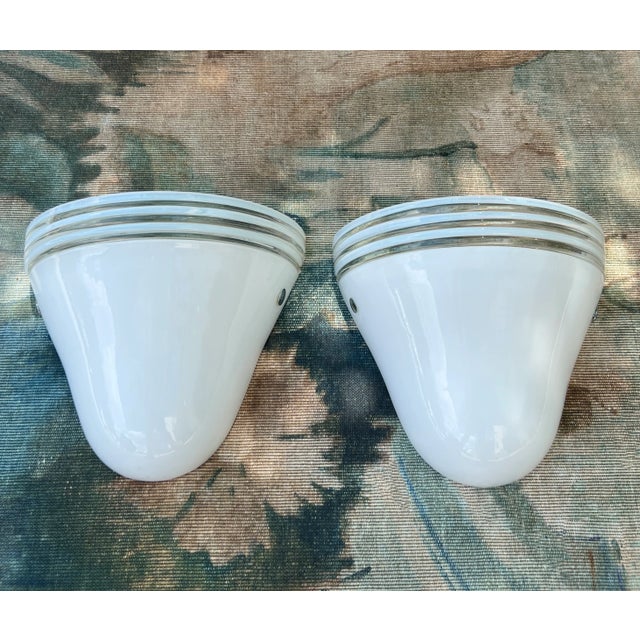 White Vintage White Murano Glass Sconces by Leucos, C. 1970's, Set of Three For Sale - Image 8 of 12