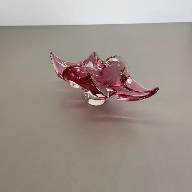 Large Murano Glass Pink Floral Bowl, Italy, 1970s For Sale - Image 4 of 17