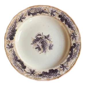 Antique Early 19th Century Derby Porcelain Plate Decorated With Grape Vine