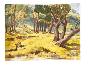 Mid 20th Century "Edge of the Woods" Landscape Oil Painting by R. Gwynn