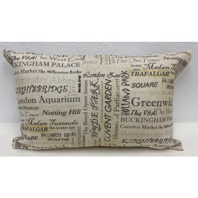 Large Bolster Pillow Plastered With The Names of London's Most Popular Tourist Attractions - Made in UK. Measures 24" X 7"...