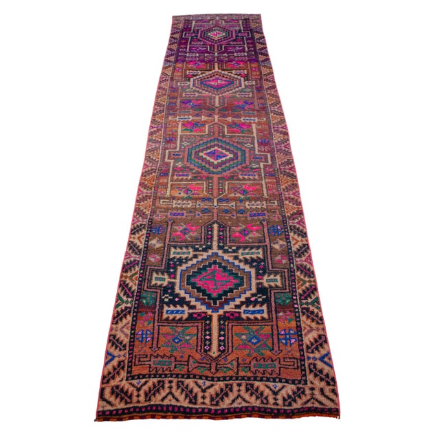 1970s 1970s Vintage Purple Hand Knotted Runner Rug - 2′10″ × 12′ For Sale - Image 5 of 12