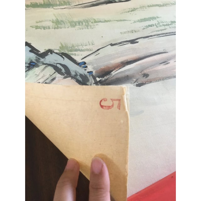 Collectible Vintage Chinese Export Hand-Painted Gracie Wallpaper Six Panels Chinoiserie Birds and Flowers For Sale - Image 6 of 13