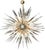 Italian modern sputnik chandelier with clear and smoky Murano glass shards spikes, mounted on natural unlacquered brass...