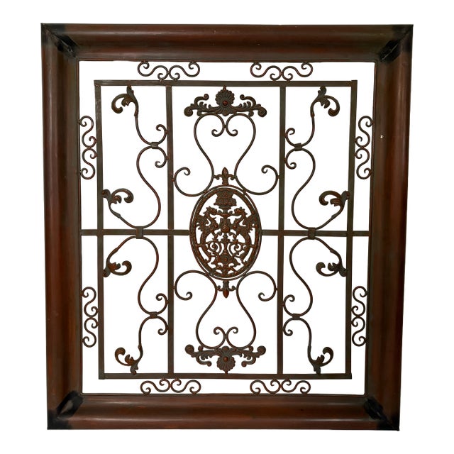 Vintage Wrought Iron Panel Wall Art With Dragons For Sale