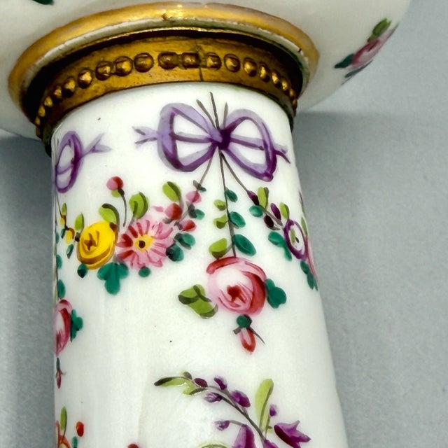 Louis XVI Revival Porcelain Candlesticks with Floral Garlands and Gilt Metal Mounts in the style of Sèvres, 1890s, Set of 2 For Sale - Image 14 of 18