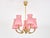 Vintage Swedish Five-Arm Brass Chandelier with Pink Shades, 1940s For Sale - Image 13 of 13