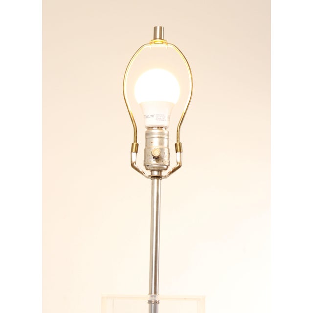 Metal Mid Century Modern Pair Lucite Table Lamps For Sale - Image 7 of 12