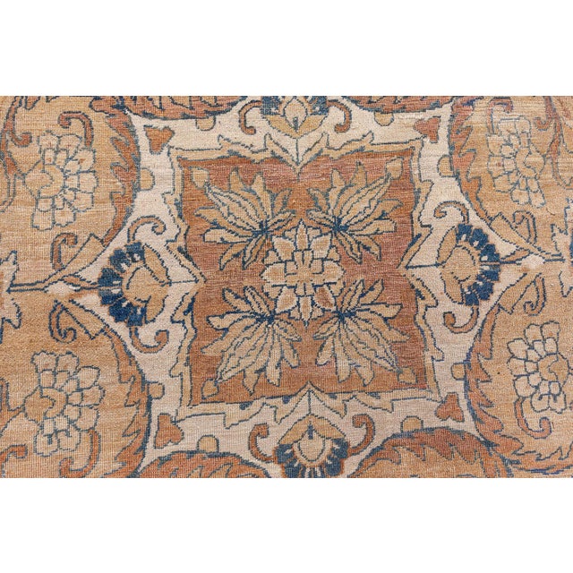 Beige 1920s Persian Kirman Botanic Beige, Brown, Black Handmade Wool Rug For Sale - Image 8 of 10