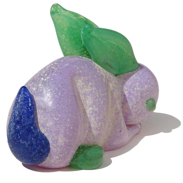 Late 20th Century Murano Gambaro Poggi Vintage Lavender Purple Scavo Italian Art Glass Bunny Rabbit Figurine Paperweight For Sale - Image 5 of 8
