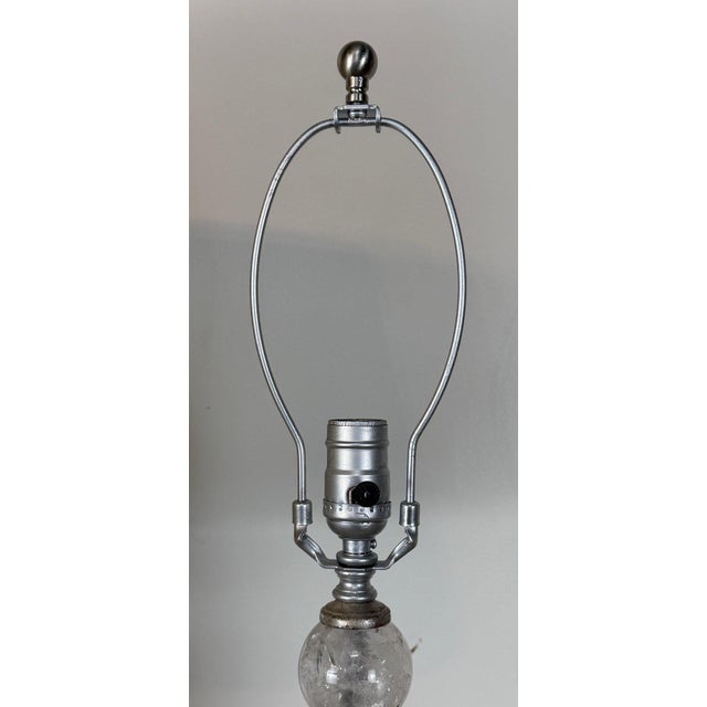 Pair of Hollywood Regency Rock Crystal Stacked Orb Table Lamps - Silver Leaf For Sale - Image 17 of 17