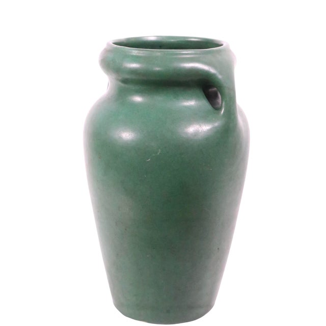 Arts and Crafts Green Matte Glaze Pottery Vase C. 1910's For Sale In New York - Image 6 of 11