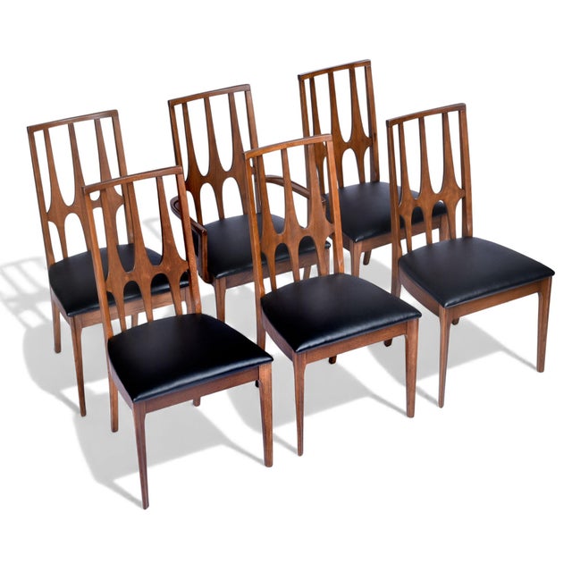 Beautifully restored Broyhill Brasilia dining set. This sought after Mid-Century Modern walnut dining set includes an...