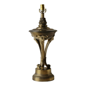 1990s Rembrandt Style Brass Lamp Rams Heads Details