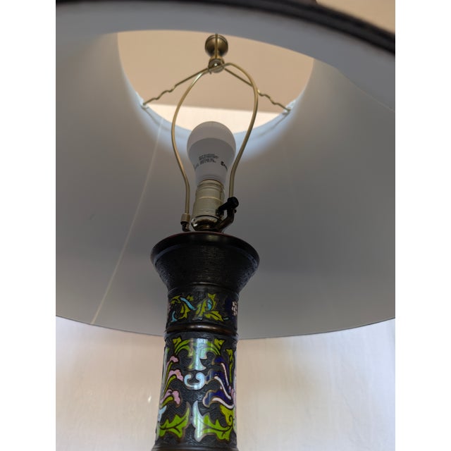 Mid 20th Century Chinese-Style Champlevé Enamel Table Lamp For Sale In Boise - Image 6 of 9