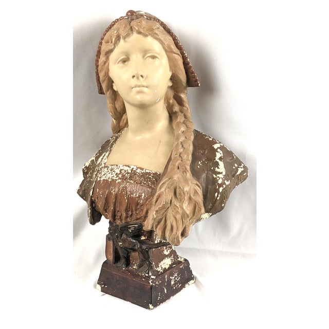 Antique Van Hassels Brussels Venetian Girl Bust, After Riccardo Aurili, With Gryphon Base For Sale - Image 13 of 18
