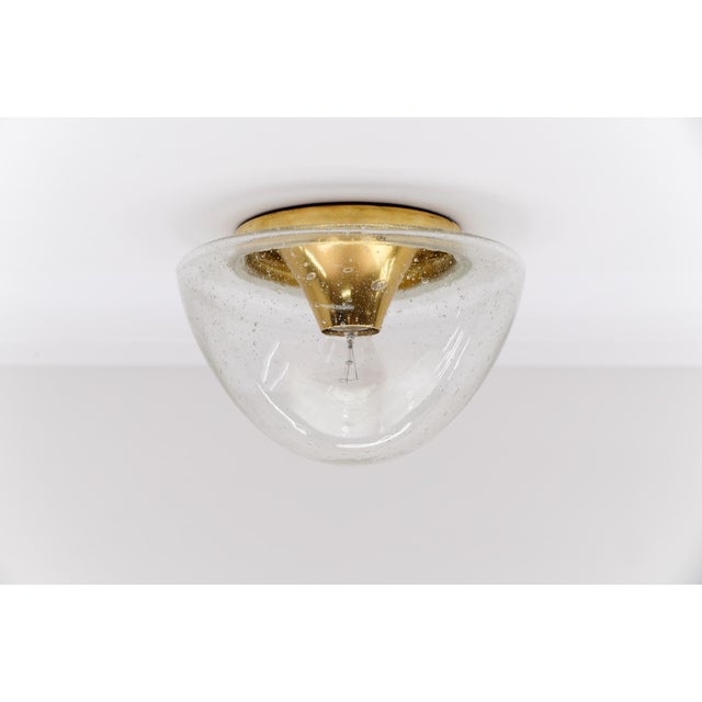 Mid-Century Modern Mushroom Shaped Glass Lamp in Gold, Germany, 1960s For Sale - Image 3 of 11