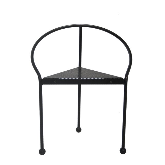 Postmodern Metallic Tripod Chair, Italy, 1980s For Sale