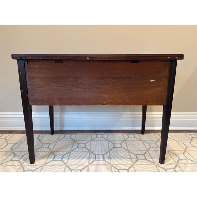 Antique Mahogany Writing Desk Potthast Bros – Bow Front, Inlaid Details, Excellent Character For Sale - Image 13 of 18