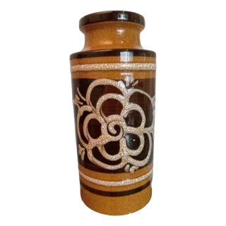Vase with Flower Decoration from Scheurich Keramik, 1970s For Sale