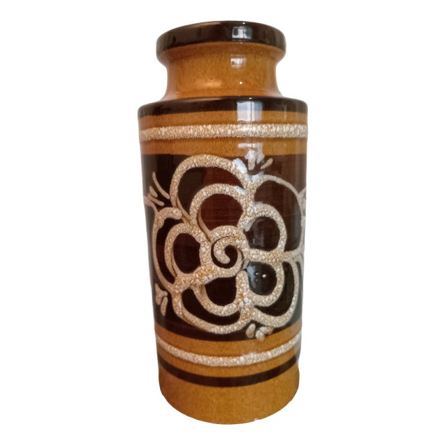 Vase with Flower Decoration from Scheurich Keramik, 1970s For Sale