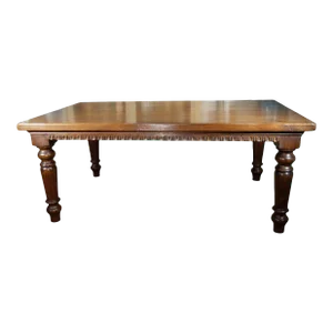 Contemporary 19th Century Style Solid Italian Torino Walnut Table Renaissance Dentil