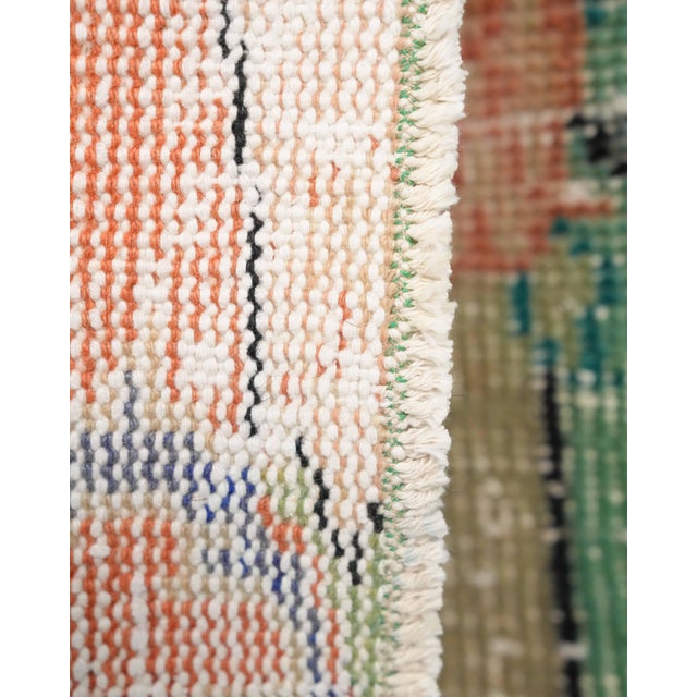 Turkish 1970s Vintage Turkish Oushak Handmade Wool Cotton Orange Area Rug For Sale - Image 3 of 11
