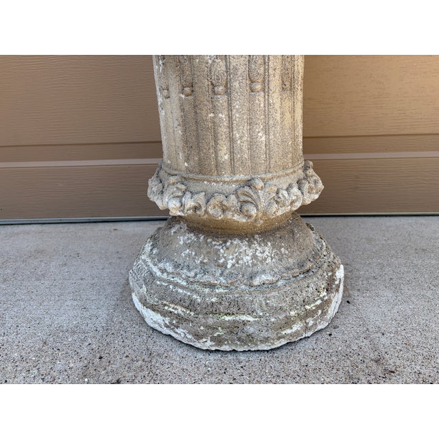 Weathered Neoclassical Cast-Concrete Garden Column Pedestal For Sale - Image 9 of 11