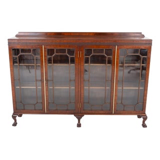 Chippendale Glazed Mahogany Display Cabinet, 1920s For Sale