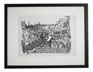 Stig Claesson, Stockholm Roofs Lithography, 1981, Ink and Paper, Framed