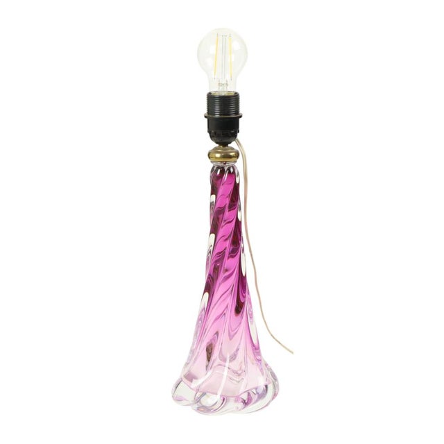 Purple Crystal Table Lamp from Val Saint Lambert, 1960s For Sale - Image 4 of 15