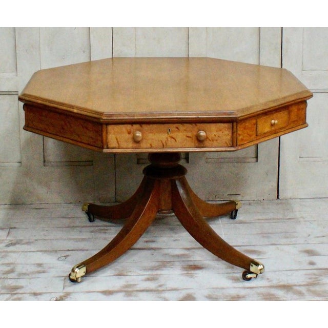Brown Antique Regency Octagonal English Oak Drum Table, 1810 For Sale - Image 8 of 10