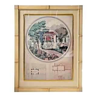 Large Framed Adrien Chancel “Une Salle À Manger D’Été” Architectural Print, 1990 For Sale