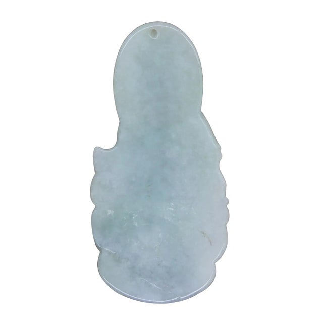 1980s Light Green Sitting Jade Kwan Yin - Bodhisattva - Goddess of Mercy Jade Pendant For Sale - Image 5 of 7